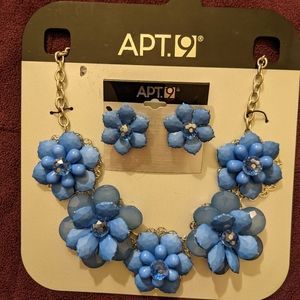 Blue flower necklace and earrings